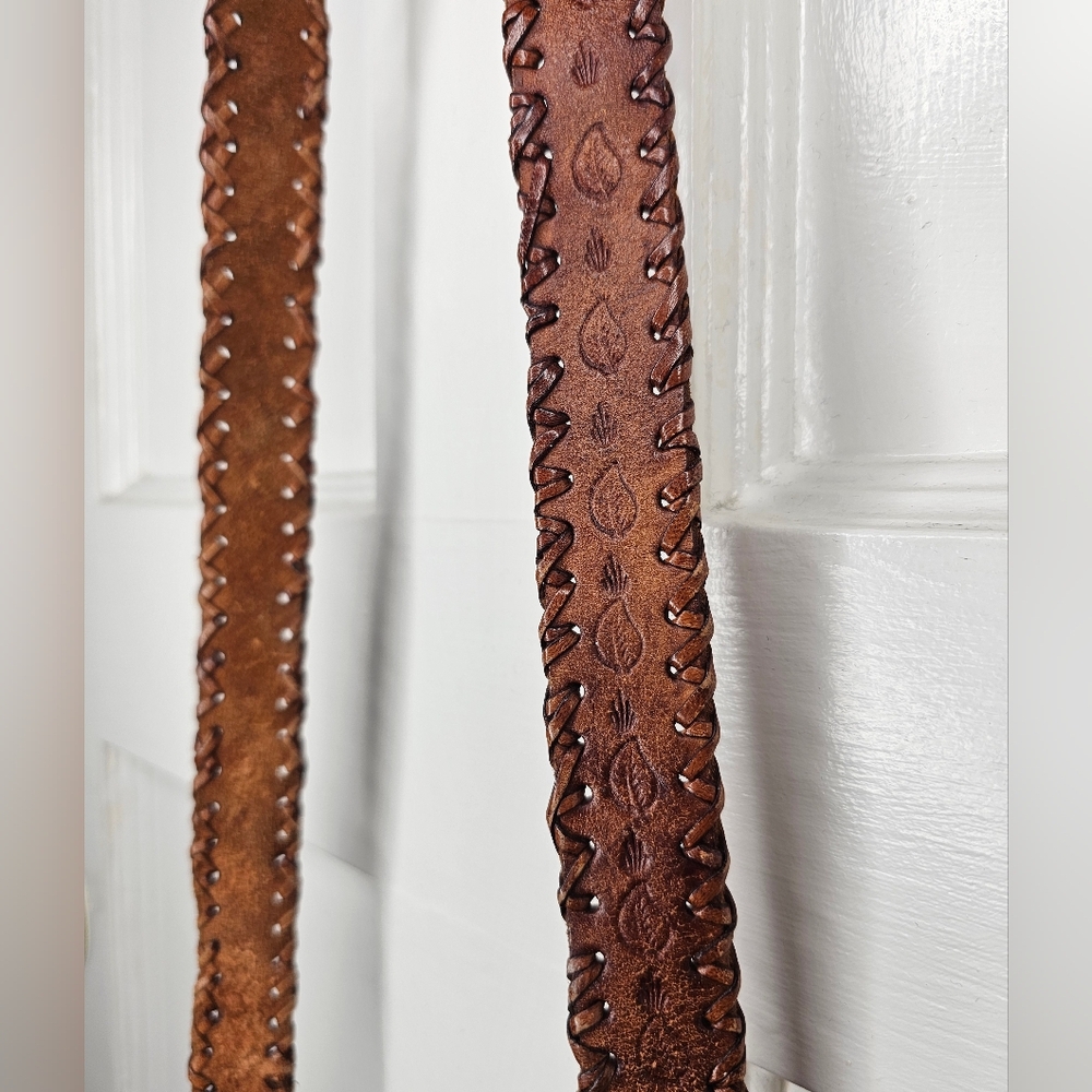 VTG 70s Tooled Leather Bag - Picture 4 of 14